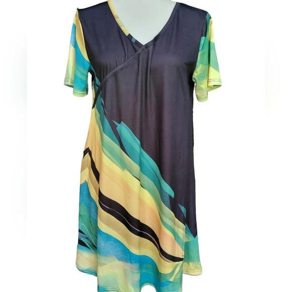 JAMAICAN WATERCOLOR STRETCH DRESS - Picture 2 of 10